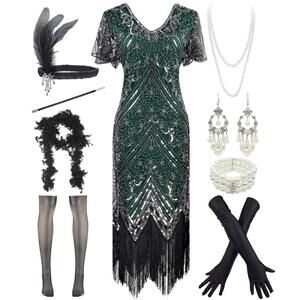 8754 1920s Sequin Mermaid Formal Long Flapper Gown Party